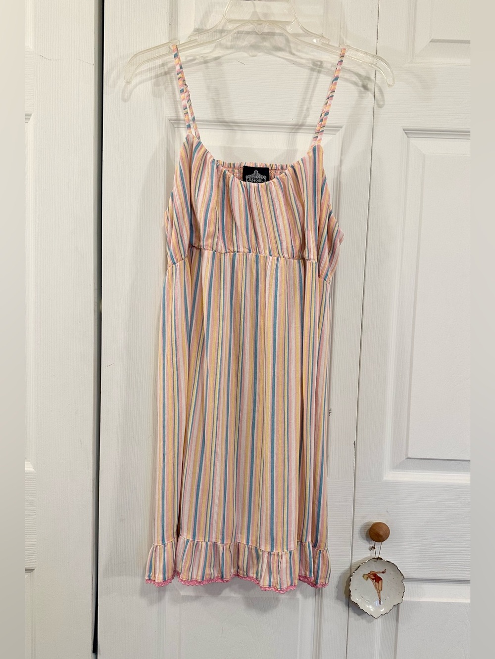 Angie Ruffle Hem Pastel Stripe Dress